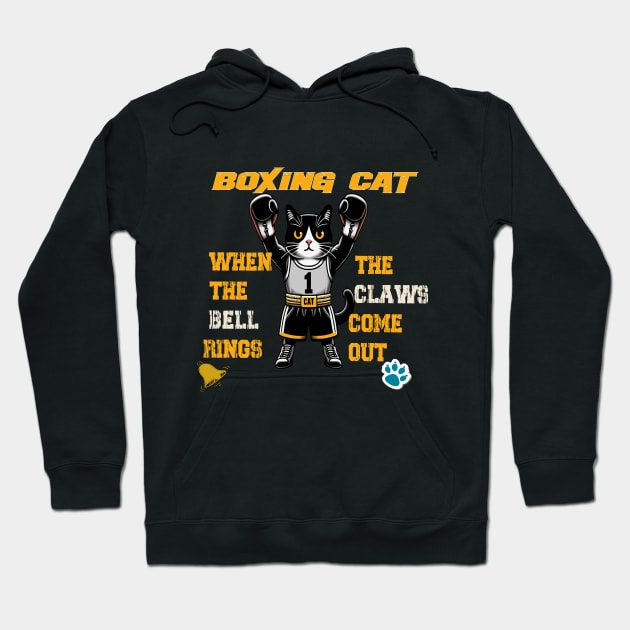 funny cat Boxing cat when the bell rings the claws come out Hoodie by WOLVES STORE